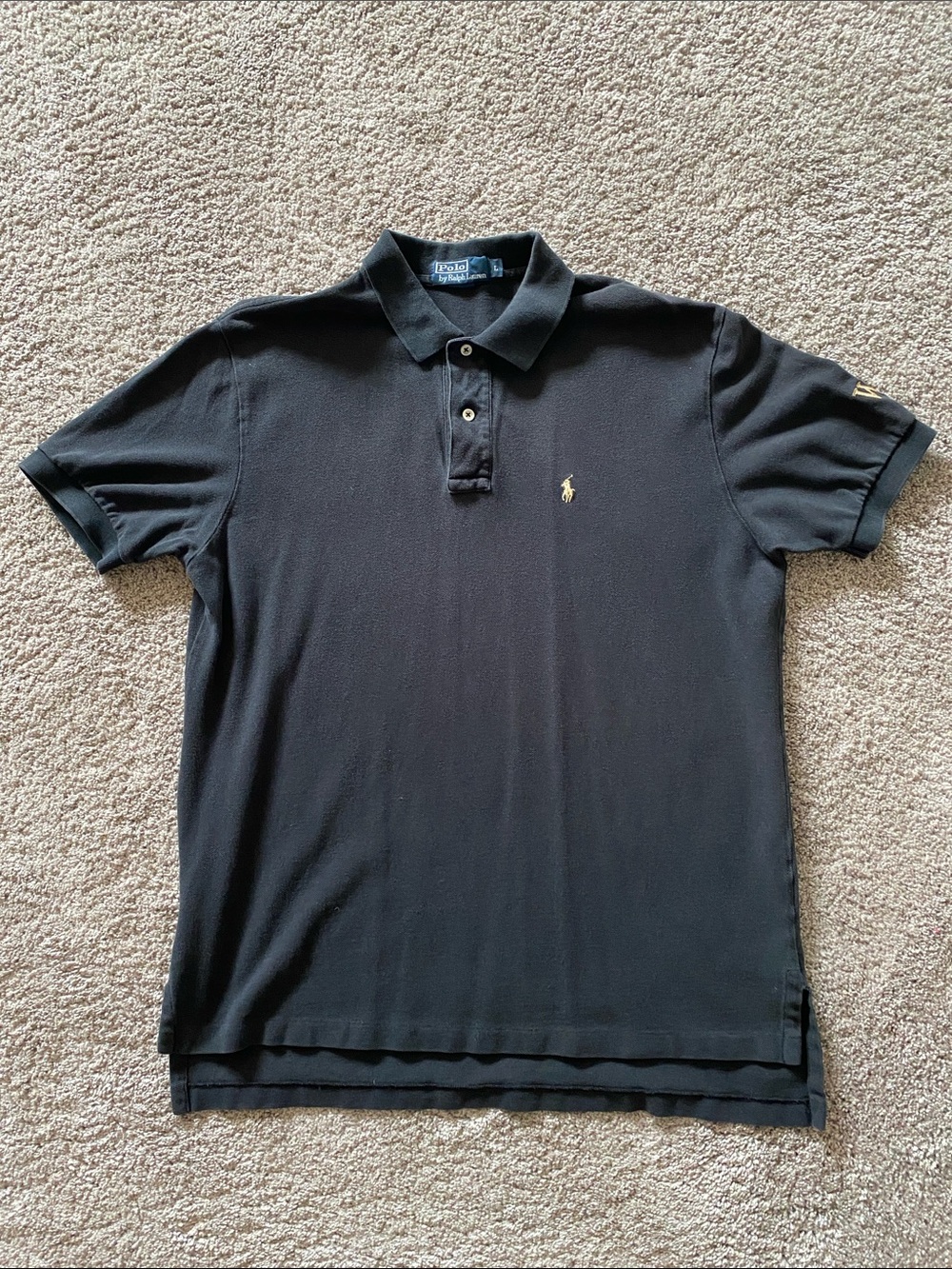 Ralph Lauren Black Polo with Gold Pony Embroidery